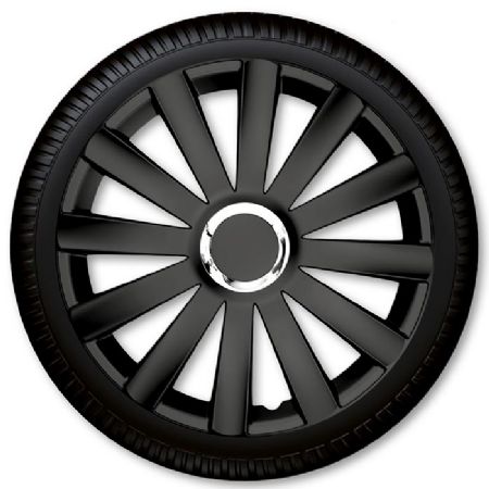 16" Spyder Pro sort hjulkapselsæt