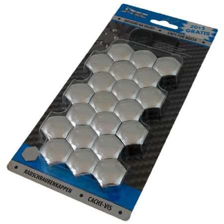 Møtrikskjuler 21 stk. 17 mm crom m. afmont værktøj