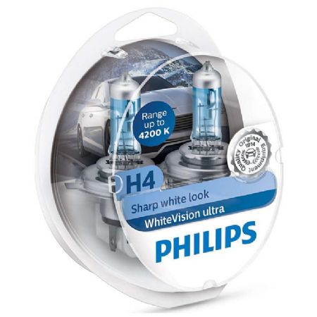 Philips WhiteVision ultra H4/W5W 2 stk.