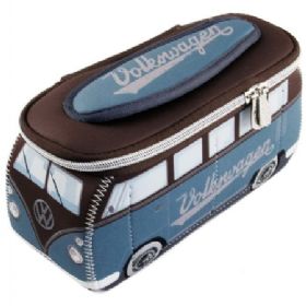 Toilettaske / kosmetiktaske, blå/brun