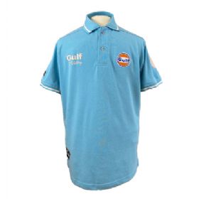 Gulf Vintage polo-shirt. Retro lysblå L