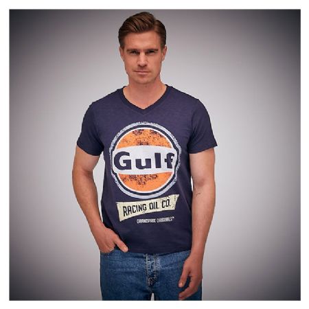 Gulf Oil Racing t-shirt V-neck Navy S