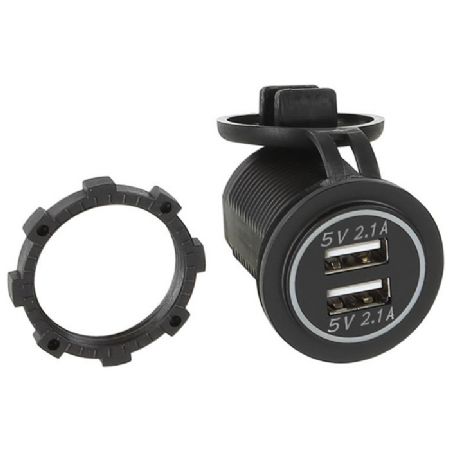 USB ladeadapter 12/24v m/rødt lys