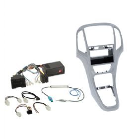 Komplet 2-DIN Kit m. rum Opel Astra J 2009-2018 sølv