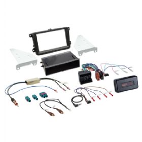 Komplet 2-DIN Kit m. rum Skoda/VW sort 40Pin i-dapter