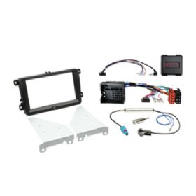 2-DIN kit Seat/Skoda/VW ratbetj./antenne sort