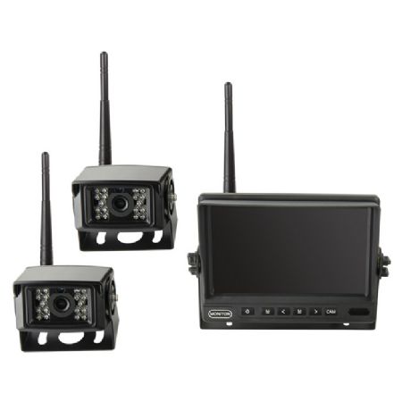 7" Bakkamera sæt med 2 kameraer (trådløst) 12V + 24V