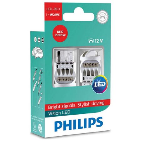 Philips Vision W21W 12V LED bak rød - Sæt