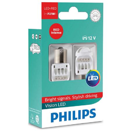 Philips Vision P21W 12V LED bak rød - Sæt