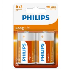 Philips Longlife D batteri 2 stk.
