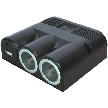 Strømudtag x 2 med USB (USB 1A) 16A  til skruemontering