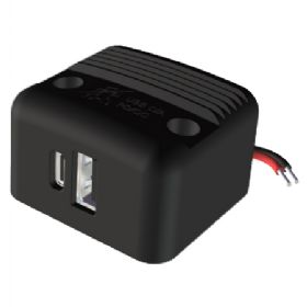 Dobbelt USB-C/A stik til påbygning 12/24V