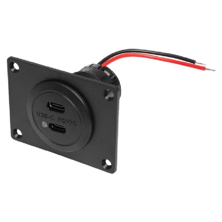 Dobbelt USB-C stik til indbygning med LED