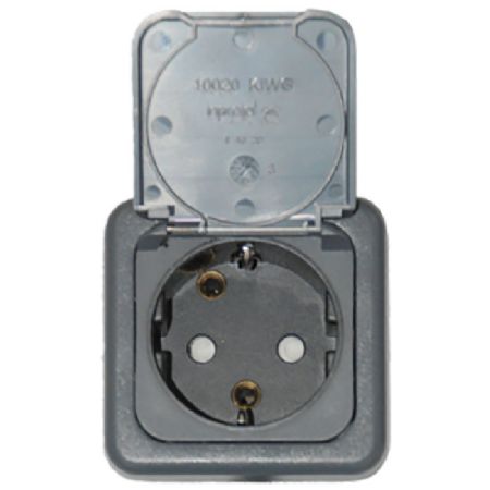 Strømudtag til indbygning grå