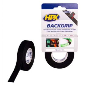 HPX back grip sort velcrotape, 16mm x 5 m