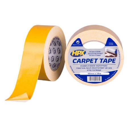 dobbeltklæbende tape til tæpper, hvid, 50mm x 25m