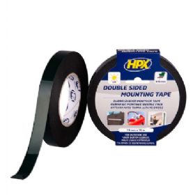 HPX dobbeltklæbende tape sort, 19mm x 10m