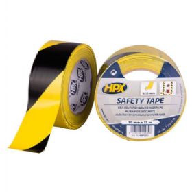 HPX sikkerhedstape gul/sort selvklæbende 50mm x 33m