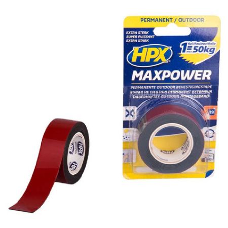 HPX max power monteringstape sort, 25mm x 1,5m