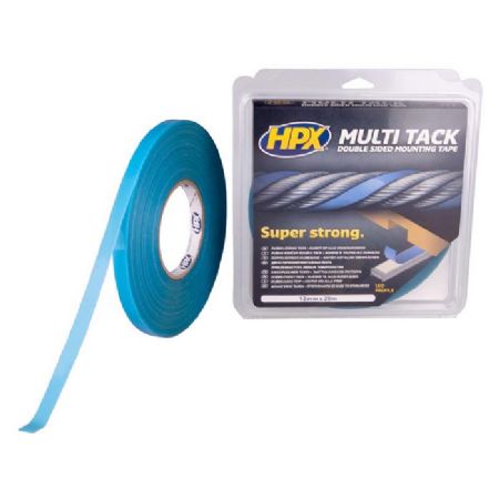 multitack dobbeltklæbende tape semi-transp, 12mm x 25m