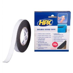 HPX dobbeltklæbende tape sort, 19mm x 10m
